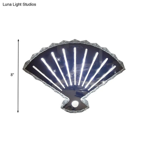 Minimal Led Crystal Wall Lamp - Black Fan Design With Adjustable Warm/White Lighting