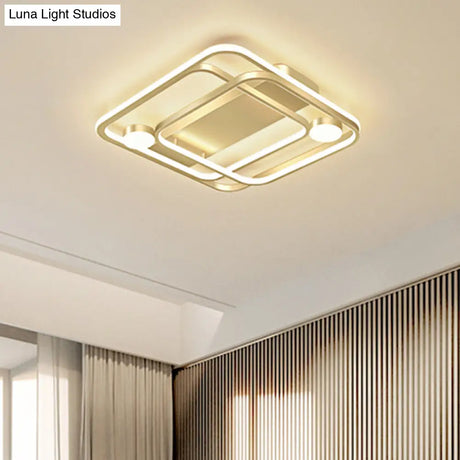 Minimal Led Gold Flush Mounted Acrylic Bedroom Light Fixture In White/Warm