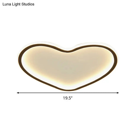 Minimal Love Shape Ceiling Flush Mount Light - Black Led Bedroom Flushmount In Warm/White With 3