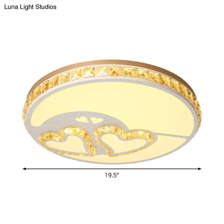Minimal Moon Crystal Led Ceiling Light With White Leaf/Heart/Star Pattern