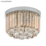Minimal Round Crystal Orb Flush Mount Light With 4 - Head Design In Chrome - Close To Ceiling