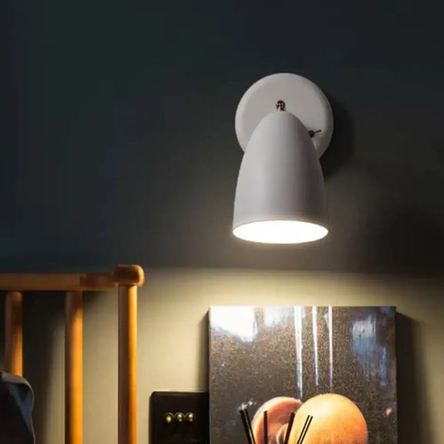 Minimalist 1-Bulb White Wall Sconce Light With Metal Shade