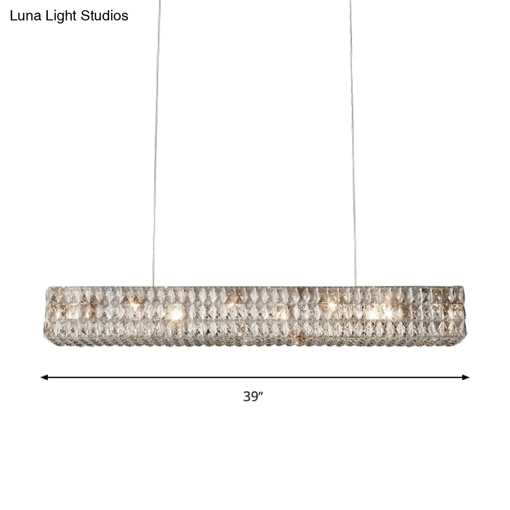 Minimalist 10-Light K9 Crystal Pendant Chandelier In Gold For Kitchen Island