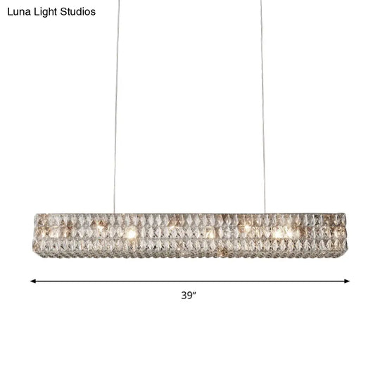 Minimalist 10-Light K9 Crystal Pendant Chandelier In Gold For Kitchen Island