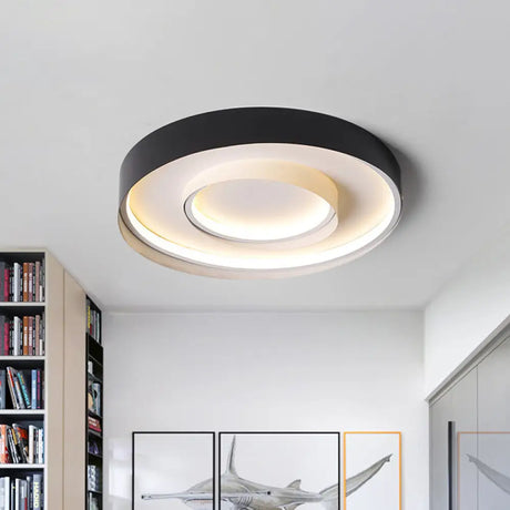 Minimalist 2 - Circle Led Hotel Flush Mount Light - 18/22 Inch Diameter Warm/White Black / 18’ Warm