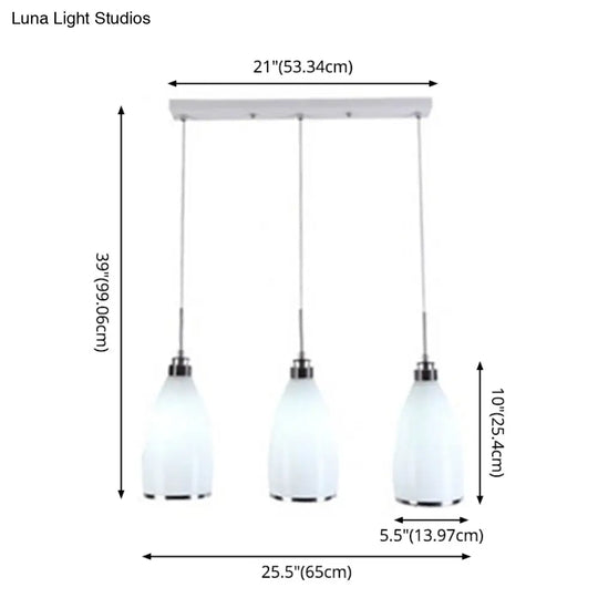 Minimalist 3-Light Satin Opal Glass Cluster Pendant In Chrome - Perfect For Dining Room