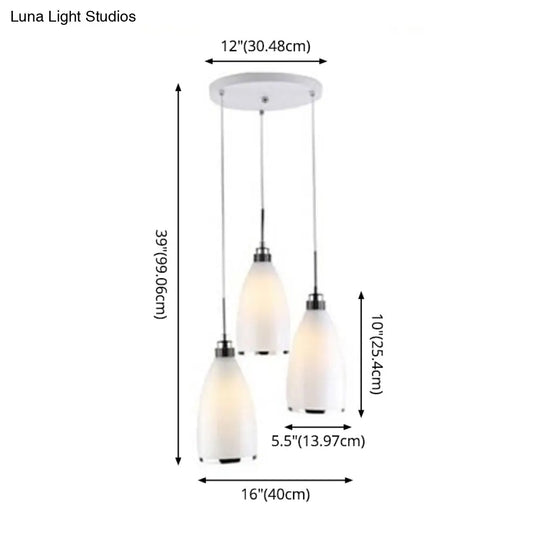 Minimalist 3-Light Satin Opal Glass Cluster Pendant In Chrome - Perfect For Dining Room