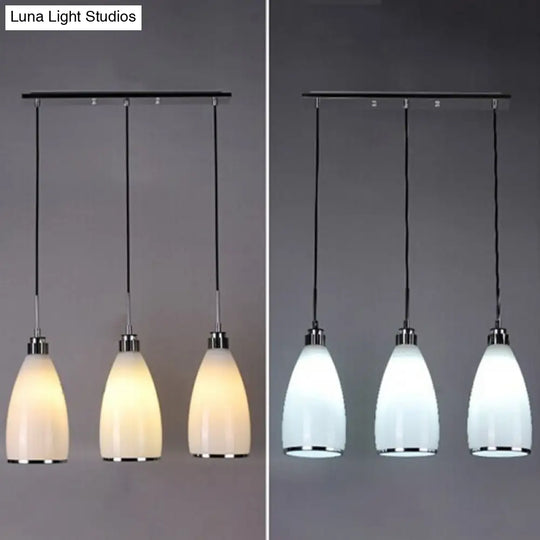 Minimalist 3-Light Satin Opal Glass Cluster Pendant In Chrome - Perfect For Dining Room