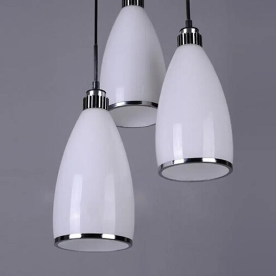Minimalist 3-Light Satin Opal Glass Cluster Pendant In Chrome - Perfect For Dining Room / Round