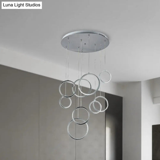 Minimalist Circle Crystal Pendant Light With 9 Warm Lights