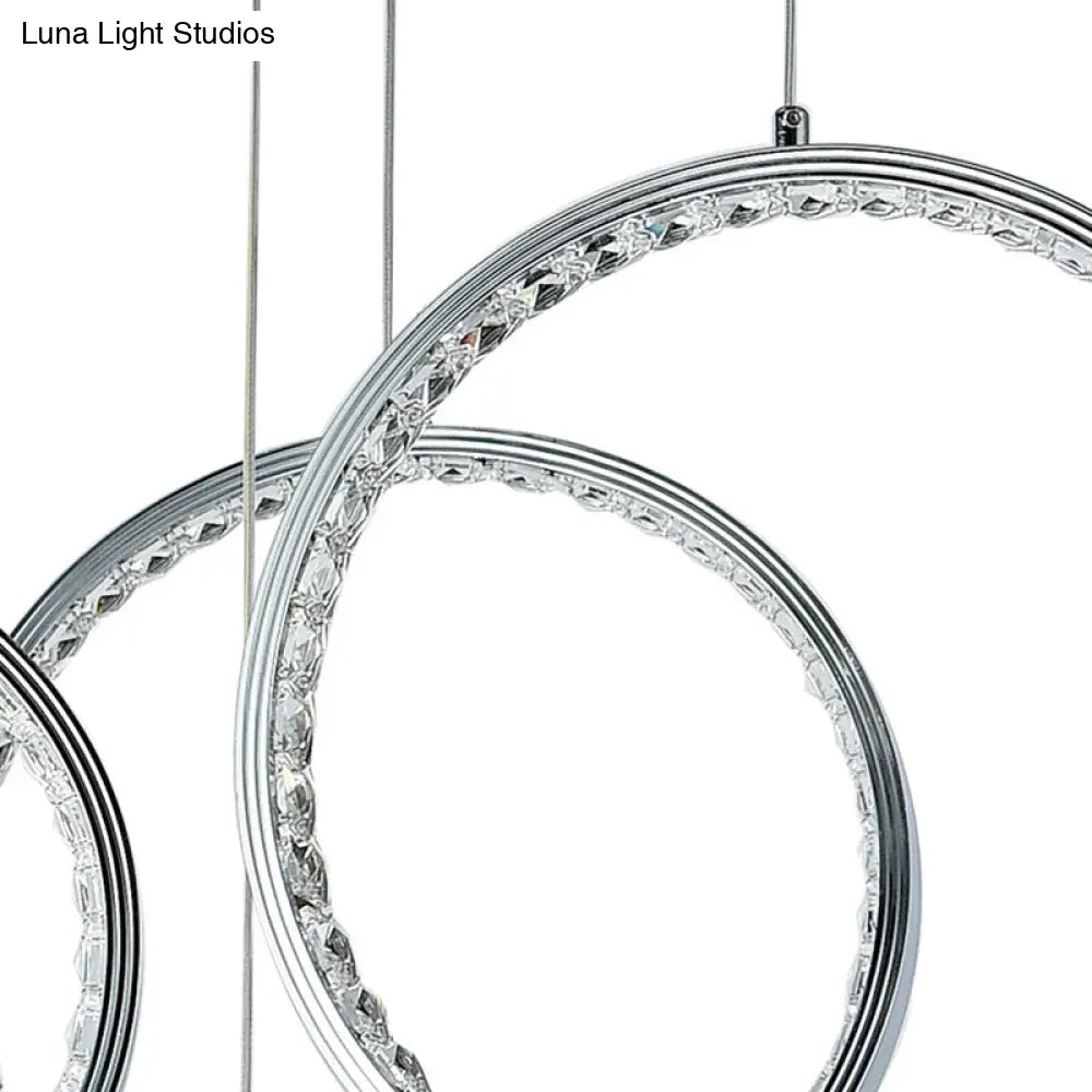Minimalist 9-Light Circle Crystal Cluster Pendant Light In Warm Nickel Finish