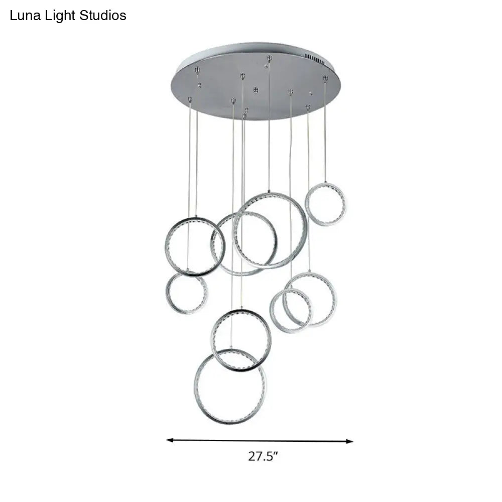 Minimalist Circle Crystal Pendant Light With 9 Warm Lights