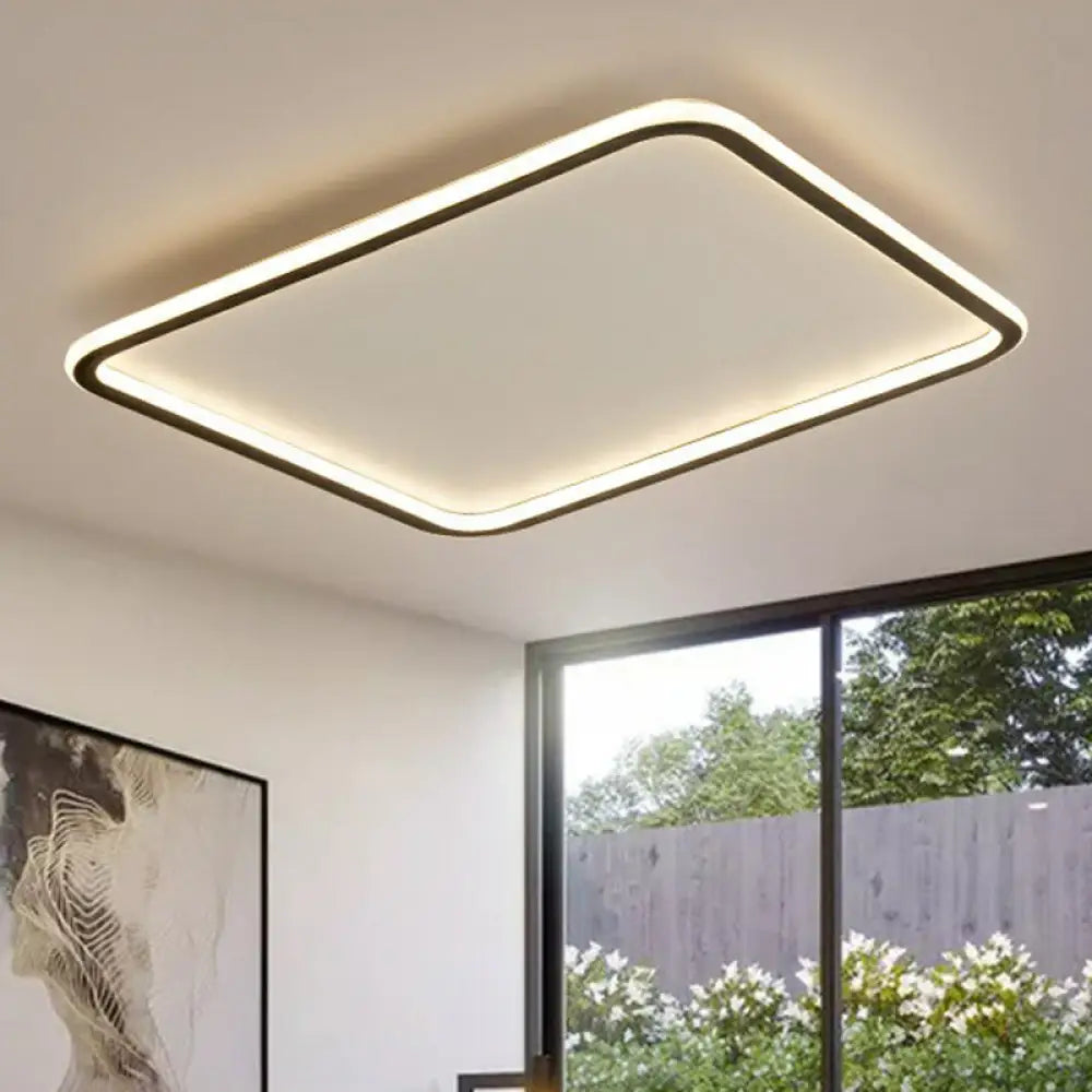 Minimalist Acrylic Black Led Flush Mount Fixture - Rectangular Frame / 19.5’ Third Gear