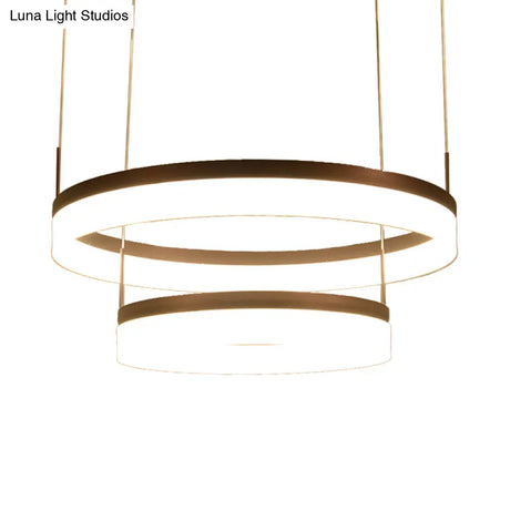 Minimalist Acrylic Led Chandelier Lamp - 2/3-Tier Circular Drop Pendant For Coffee Table