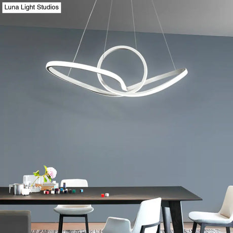 Minimalist Acrylic Led Pendant Chandelier - Seamless Curve Hanging Ceiling Light In Warm/White