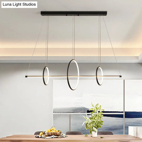 Minimalist Acrylic Led Pendant Lamp In Black/Gold Warm/White Light - 35.5/43 Width