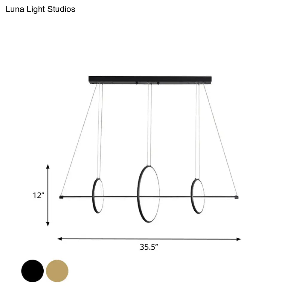 Minimalist Acrylic Led Pendant Lamp In Black/Gold Warm/White Light - 35.5/43 Width