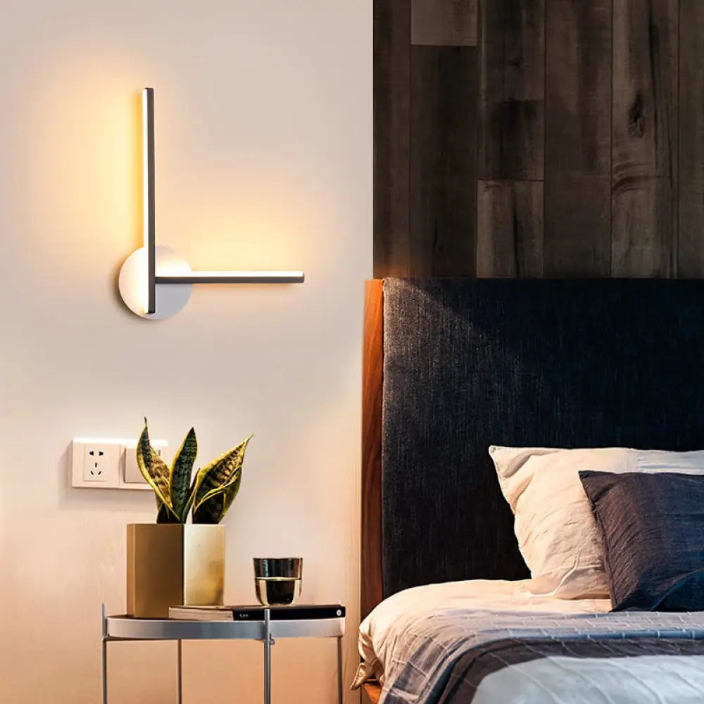 Minimalist Acrylic Led Wall Sconce In Warm/White Light For Bedroom Black / White