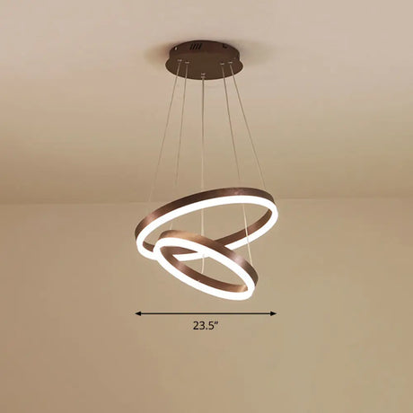 Minimalist Acrylic Loop Chandelier Led Suspension Light - Elegant Coffee Finish / 2 Tiers 23.5’