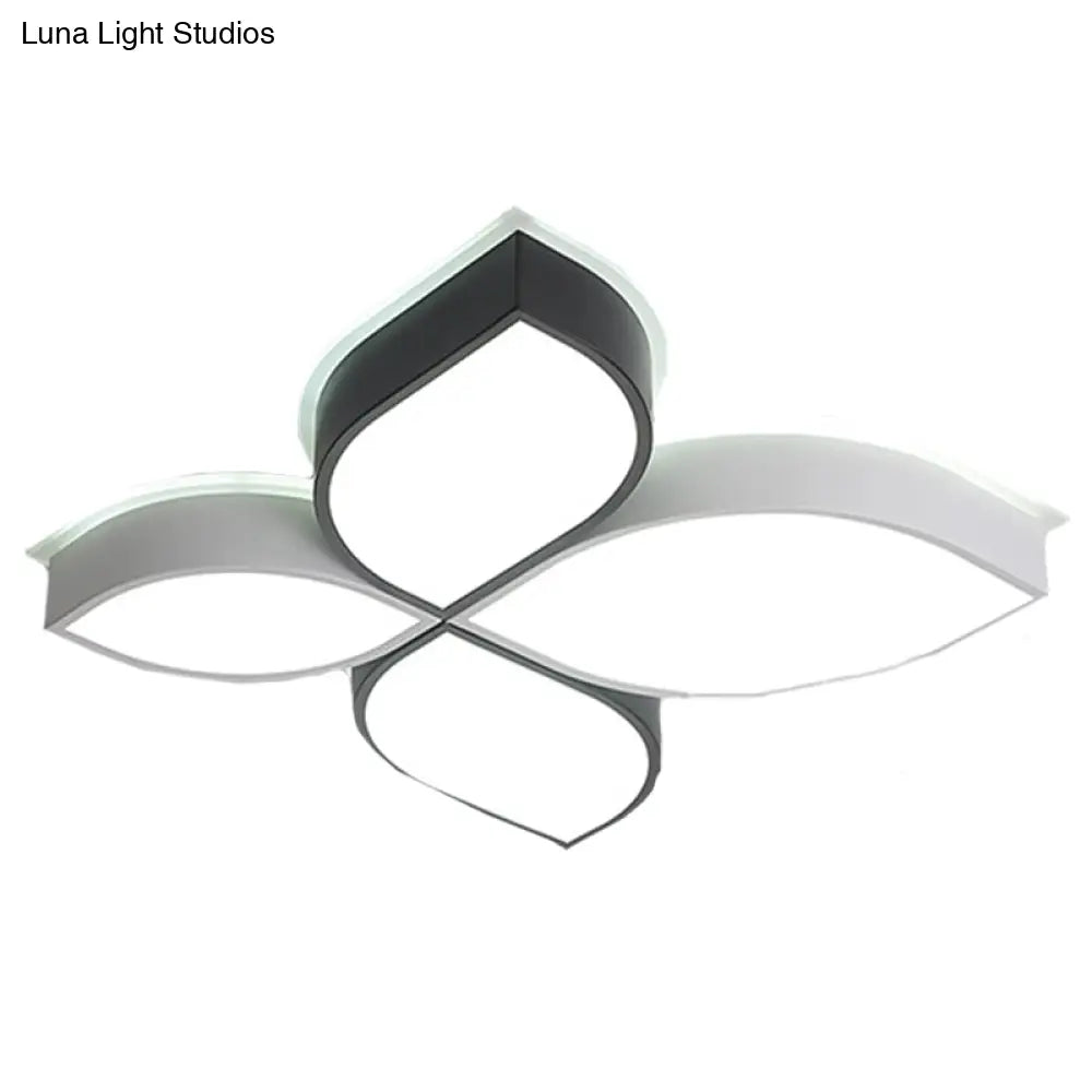 Minimalist Acrylic Shaded Led Flush Mount Ceiling Light 18/23.5 Wide Black And White Leaf Design