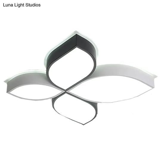 Minimalist Acrylic Shaded Led Flush Mount Ceiling Light 18/23.5 Wide Black And White Leaf Design