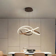 Minimalist Aluminum Led Pendant Chandelier For Dining Room - Twist Design With Coffee Finish And