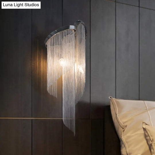 Minimalist Aluminum Wall Sconce Light With 2 Silver Bulbs - Perfect Bedside Lamp