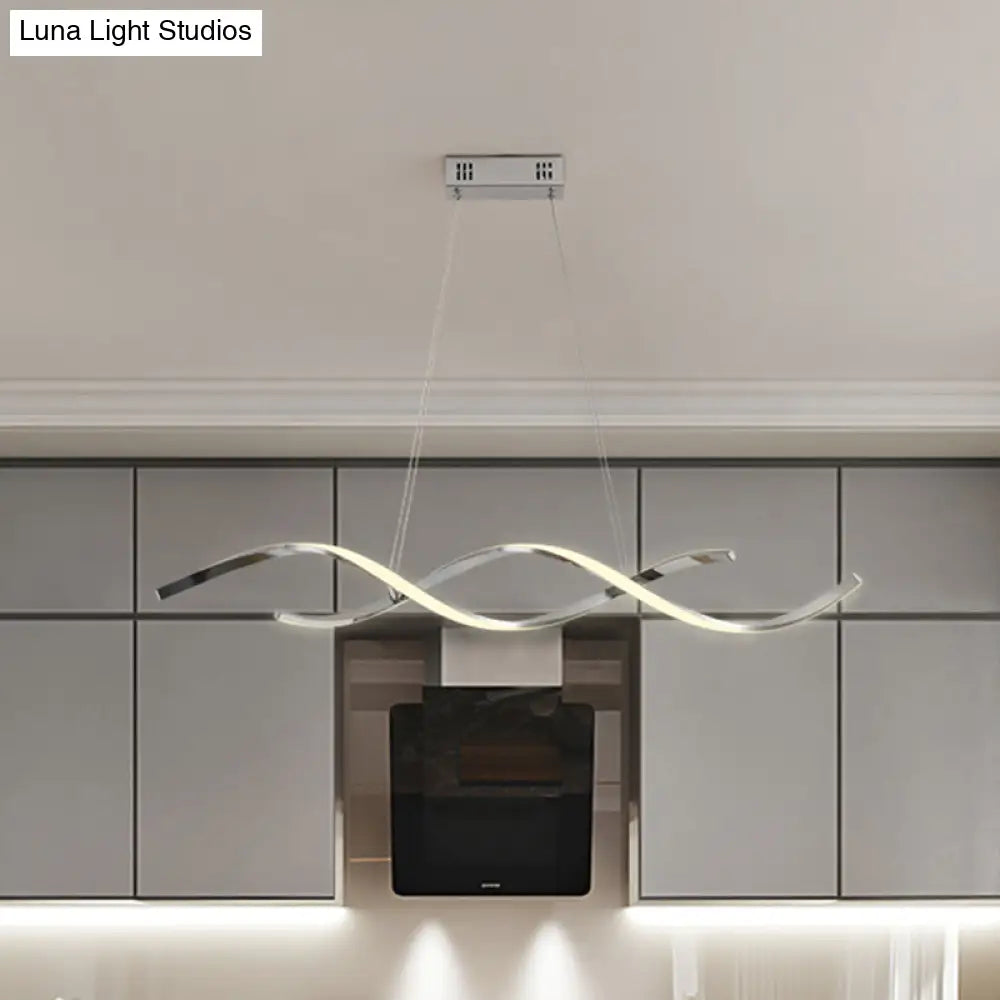 Minimalist Aluminum Wave Shaped Pendant Light - Adjustable Cord Led Island Lighting