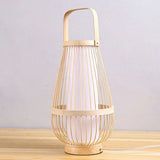 Minimalist Bamboo Table Lamp: Basket Shape 1 Head Wood Nightstand Light For Restaurants