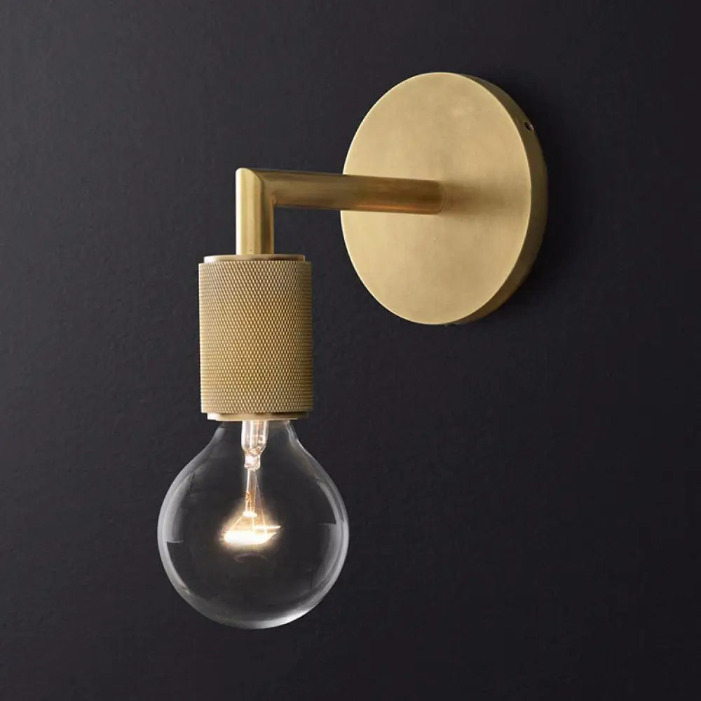 Minimalist Bare Bulb Metal Wall Lighting - 1/2-Light Indoor Sconce Lamp Black/Brass/Chrome Square