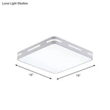 Minimalist Bedroom Ceiling Light: Square/Round Metal Flush Lamp With 12-19.5-Inch Wide Led In White
