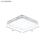 Minimalist Bedroom Ceiling Light: Square/Round Metal Flush Lamp With 12-19.5-Inch Wide Led In White