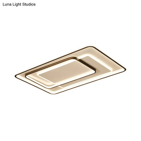 Minimalist Bedroom Led Ceiling Lamp: Multi - Square/Round/Rectangle Flush Light In Black Or White