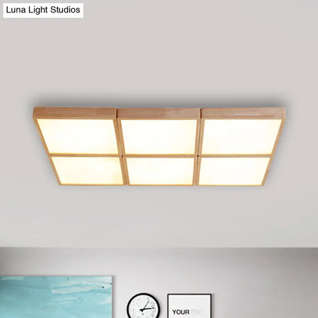 Minimalist Beige Geometric Flush Mount Ceiling Light With Acrylic Diffuser - 4/6 Lights
