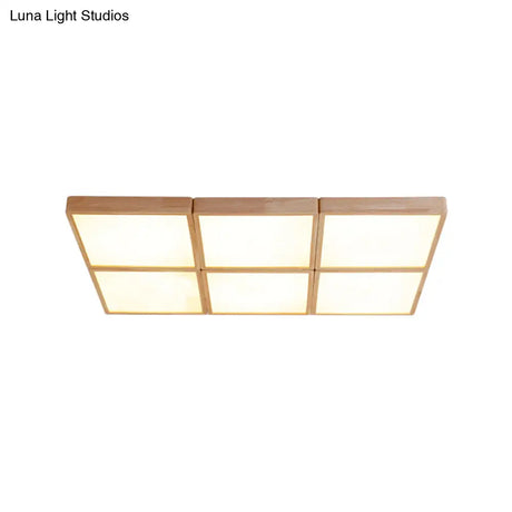 Minimalist Beige Geometric Flush Mount Ceiling Light With Acrylic Diffuser - 4/6 Lights