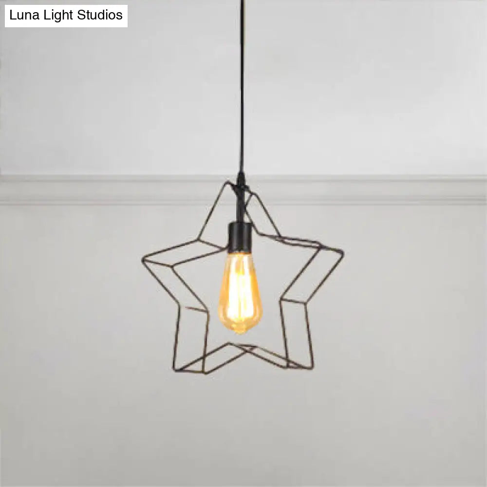 Minimalist Black/Bronze Metal Wire Pendant Light For Living Room - Star Ceiling Hanging Fixture