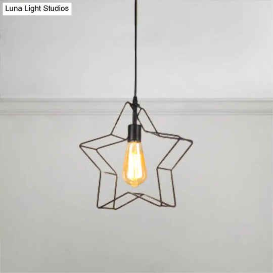 Minimalist Black/Bronze Metal Wire Pendant Light For Living Room - Star Ceiling Hanging Fixture