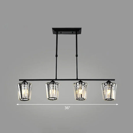 Minimalist Black Crystal Ceiling Chandelier For Restaurants - Geometric Design 4 / Cone