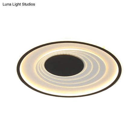 Minimalist Black/Gold Metal Flush Lamp - Led Ceiling Light In Warm/White 16’/19.5’ Width
