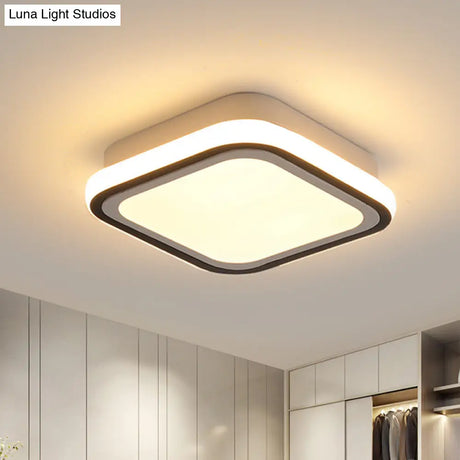 Minimalist Black Led Corridor Ceiling Flush Light With Versatile Metal Shade In White/3 Color