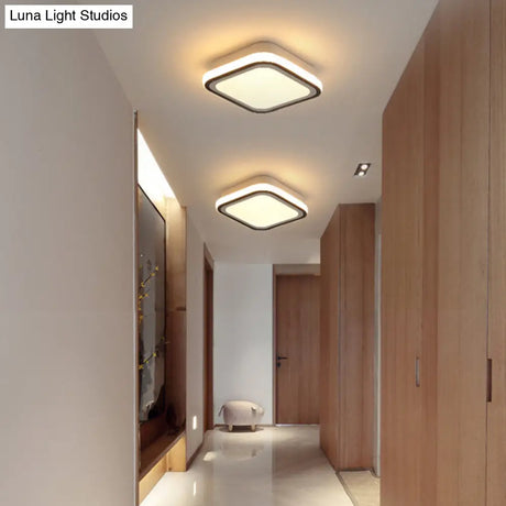 Minimalist Black Led Corridor Ceiling Flush Light With Versatile Metal Shade In White/3 Color