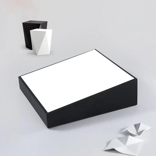 Minimalist Black Led Flush Mount Ceiling Lamp For Bedroom - Rectangular Acrylic Design / 16’