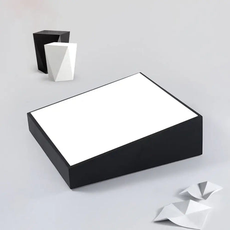 Minimalist Black Led Flush Mount Ceiling Lamp For Bedroom - Rectangular Acrylic Design / 16’