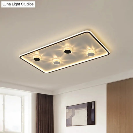 Minimalist Black Led Flush Mount Ceiling Lamp With Acrylic Round/Rectangle/Square Design In