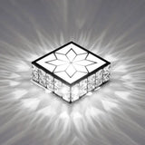 Minimalist Black Led Flush Mount Light With Inlaid Crystal For Corridor Ceiling Lighting / White
