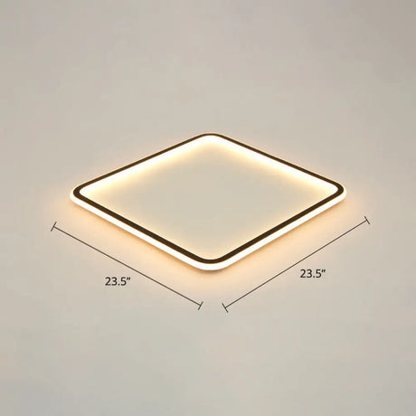 Minimalist Black Metal Flush Mount Ceiling Lamp With Square Ultrathin Led - Perfect For Bedrooms /