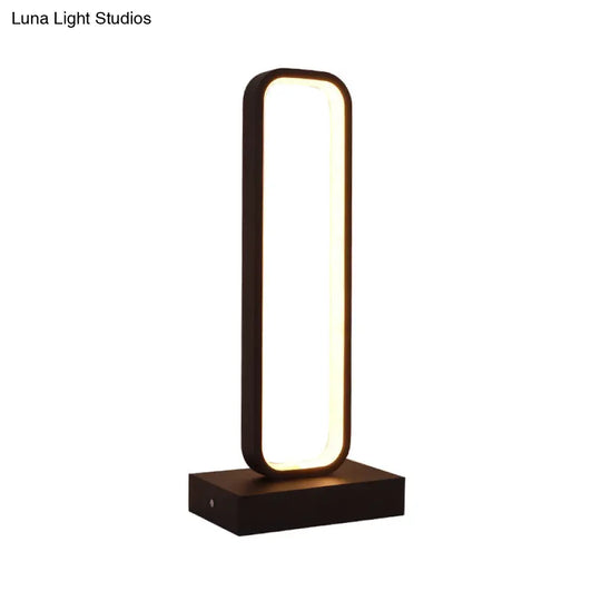 Minimalist Black Metal Led Bedside Table Lamp With Rounded Edges