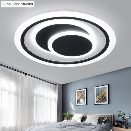 Minimalist Black Surface Mounted Led Ceiling Light For Bedroom - Disk Shape