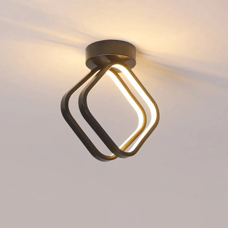 Minimalist Black/White Led Ceiling Light - Acrylic Rhombus Flush Mount Lighting With Warm/White/3