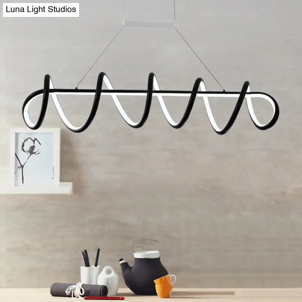 Minimalist Black/White Led Ceiling Light For Dining Room: Twisted Metallic Island Lighting Black